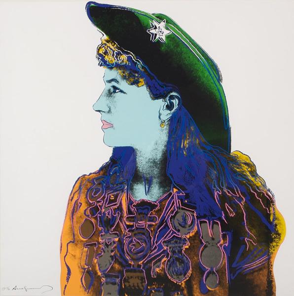 Andy Warhol, Annie Oakley, 1986 (#378, Cowboys & Indians), hand-signed screenprint, 36 x 36 inches
