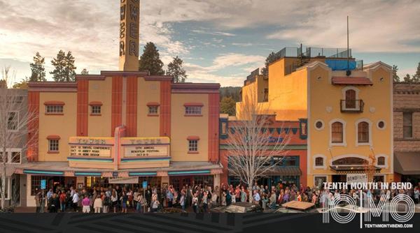 The historic Tower Theatre is the hub for many Tenth Month events in downtown Bend, Oregon.