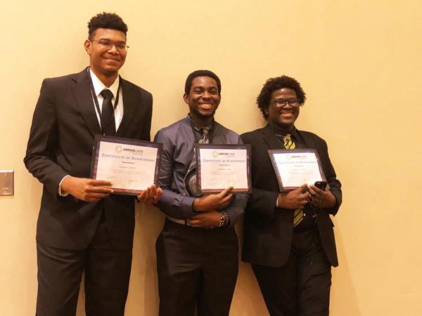 Annual Biomedical Medical Research Conference for Minority Students (ABRCMS) Award Winners.
From left, Samuel Liburd, Arziel Williams, and Anthony Jolly.