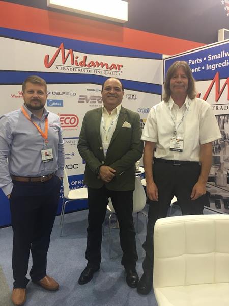 Meet Brandon Baker, Director of International Business Development, Alaa Kamal, Middle East Director and Dave Sellers Account Manager for Midamar at Gulfood Manufacturing in Dubai