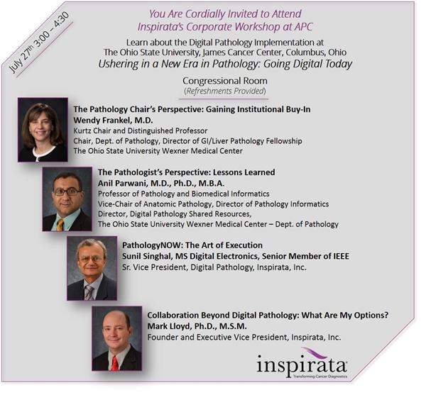 Attend Inspirata's Workshop at APC - Ushering in a New Era in Pathology: Going Digital Today.