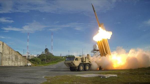 The first of two Terminal High Altitude Area Defense (THAAD) interceptors is launched during a successful intercept test. Source: U.S. Missile Defense Agency ~ https://www.dvidshub.net/image/1016475/missile-defense-agency-fto-01-flight-test.
Note: The appearance of U.S. Department of Defense (DoD) visual information does not imply or constitute DoD endorsement. 