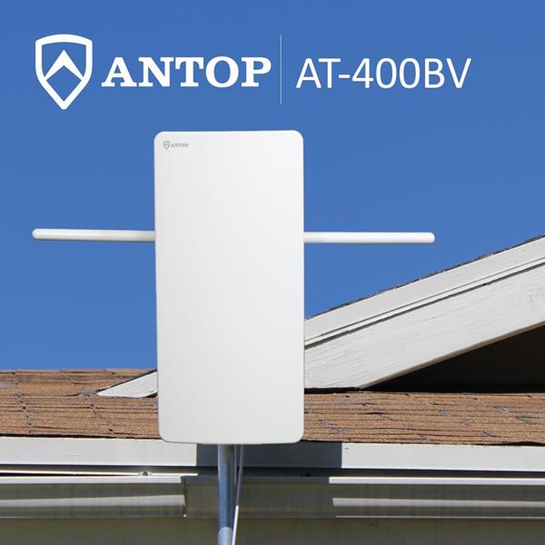 Cut the cord, watch Free local TV with ANTOP's AT-400BV Big Boy Outdoor HDTV Amplified Antenna! The AT-400BV  is powerful enough to feed multiple TVs in a home providing a Whole-House-Solution. This Whole-House-Solution with new generation digital technology is designed to match the gain of traditional bulky, unsightly mechanical antennas. The 400BV includes VHF Enhancer Rods to strengthen VHF reception, ensuring fewer blind spots. It features a Smartpass Amplified signal reception range of up to 70 miles and a Multi-directional reception pattern to receive free local Over-the-Air digital TV signals, from networks such as ABC, CBS, NBC, Fox, and others. The Smartpass Amplifier, an exclusive ANTOP technology, uses an all-in-one design allowing easier connection while delivering the correct balance between short and long-range reception. Also included is a 4G LTE Filter to block out unwanted 3G and 4G wireless signals. 