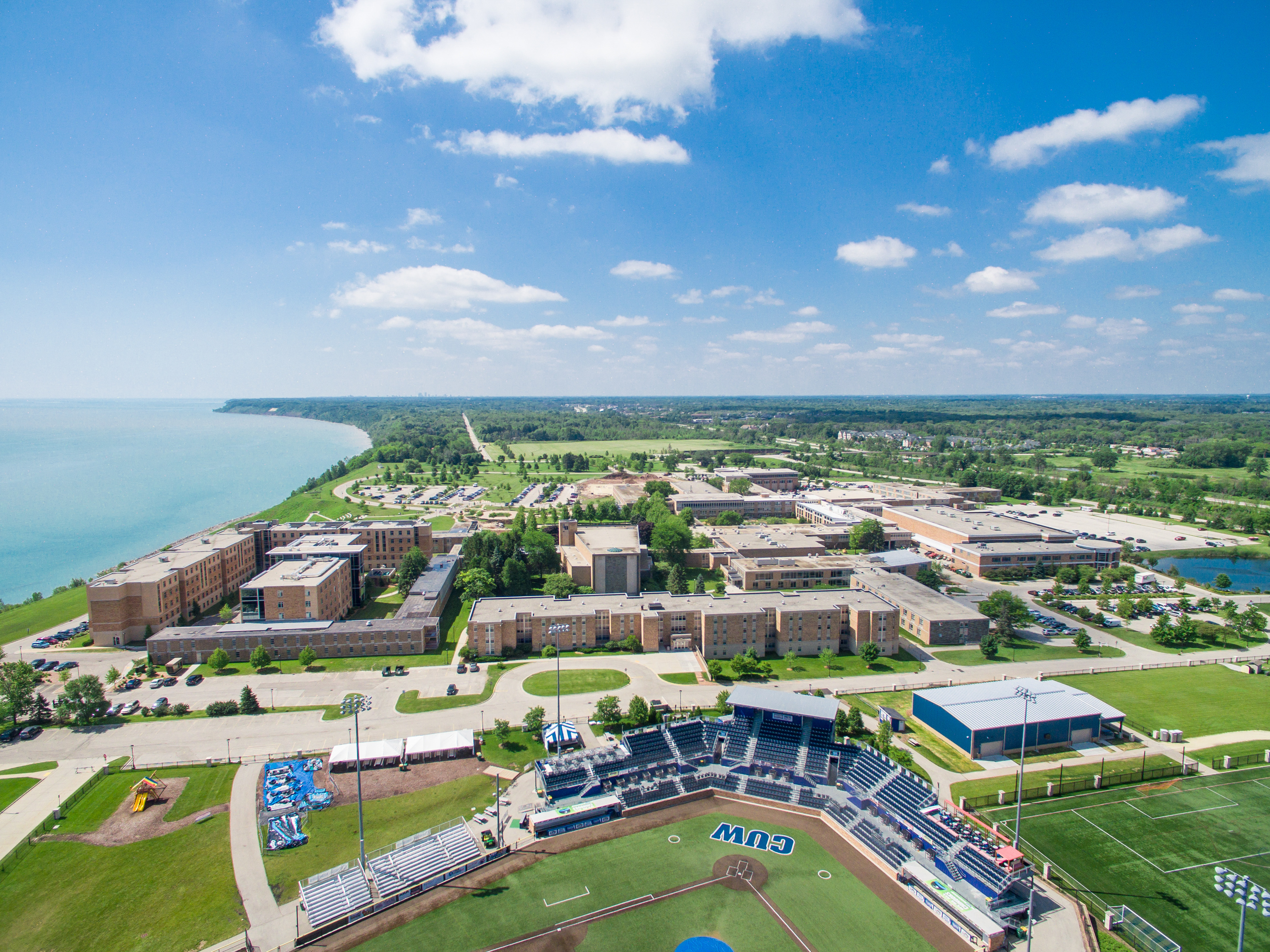 An aerial view of the Concordia University Wisconsin campus.