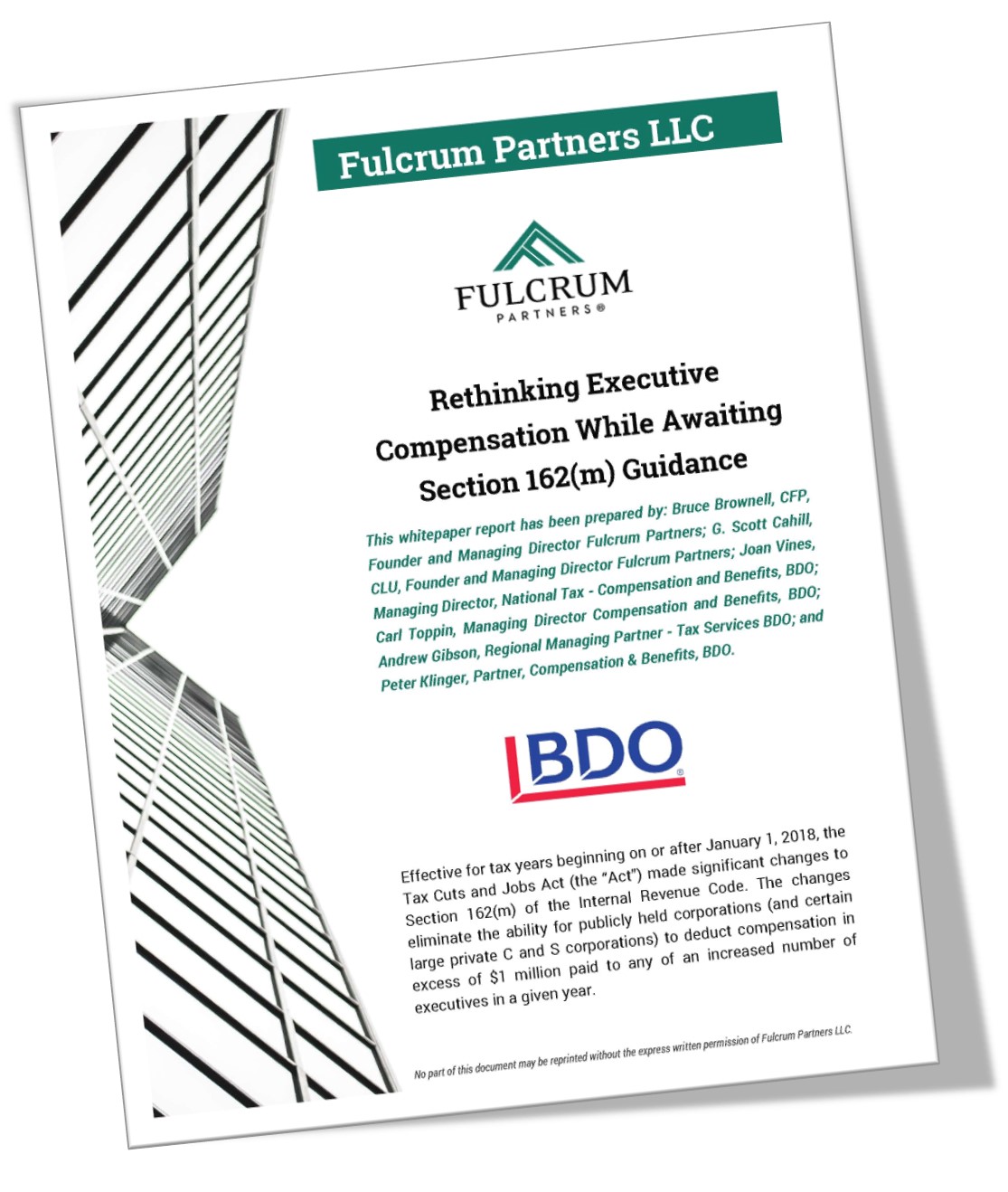 Fulcrum Partners BDO White Paper 162(m) Tax Reform Exec Comp