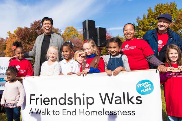DC Mayor Muriel Bowser and Friendship Place President & CEO Jean Michel Giraud with Friendship Walks 2017 participants - Photo by David Moss