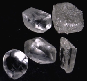 Diamonds previously recovered from the mini-bulk sampling of J1 and J2 kimberlite pipes