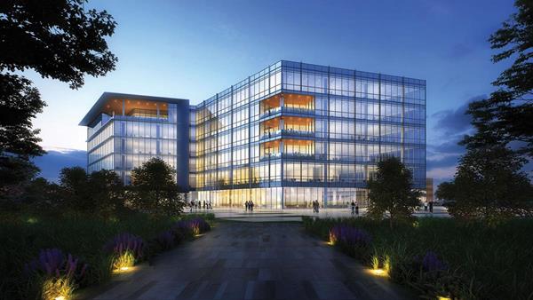 Independent Bank's new corporate headquarters, McKinney, Texas. Exterior rendering by SmithGroupJJR.