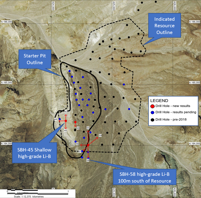 Plan of South Basin Mineral Resource area showing drill hole locations