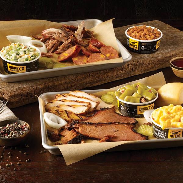 Stop by Dickey's Barbecue Pit for 2 two meat plates for $22. 