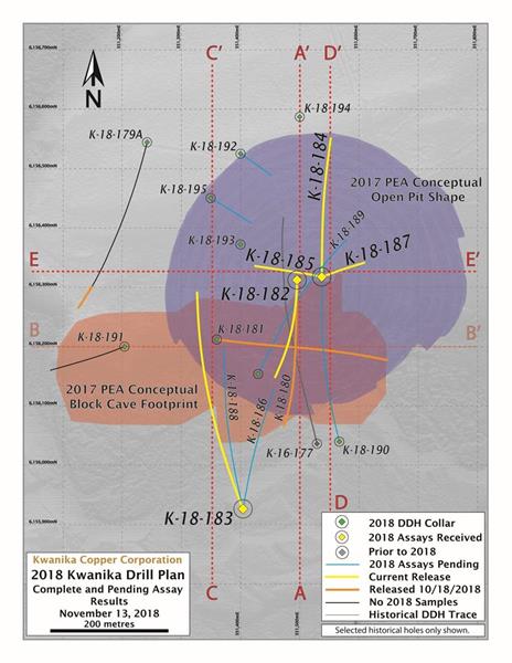 2018 Kwanika Drill Plan - Complete and Pending Assay Results