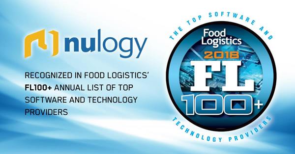 Nulogy has once again been selected as a FL100+ Leading Software and Technology provider for 2018 which honors software and technology providers that ensure a safe, efficient and reliable global food and beverage supply chain.