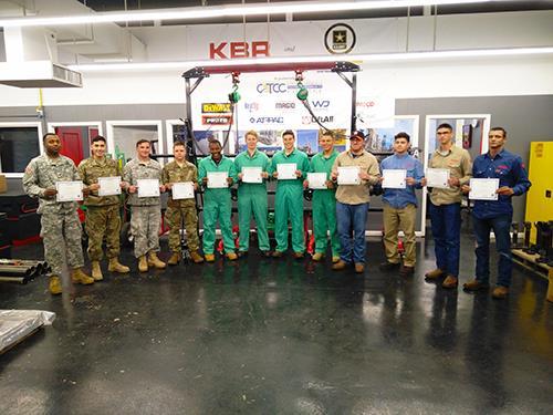 Fort Polk soldiers enrolled in KBR’s veteran pipefitting program proudly display their NCCER credentials.