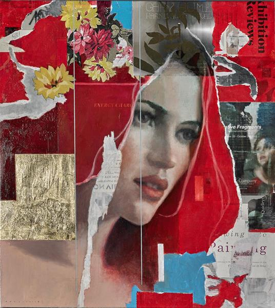 François Fressinier, Kate Moss II (detail), oil and mixed media on canvas, 33x40 inches