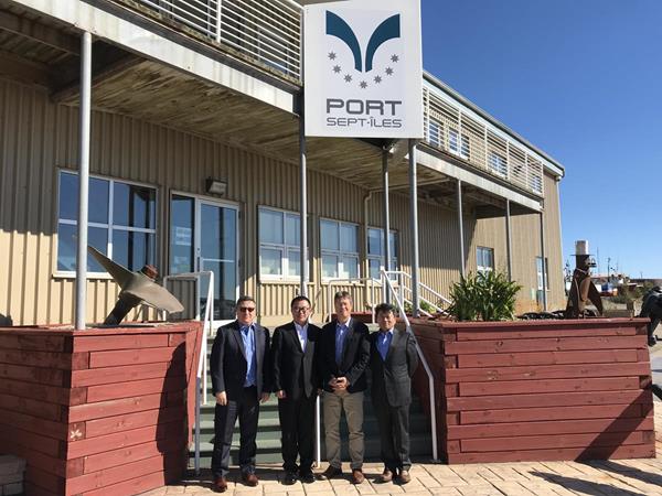 Members of Alderon’s executive team outside the headquarters for Port of Sept-Îles with President and CEO, Pierre D. Gagnon. 