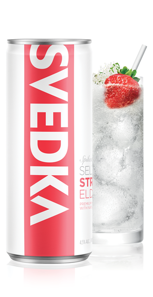 High Res PNG Svedka Seltzer Strawberry Elderflower Can and Glass