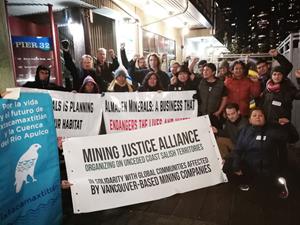 Solidarity picket in Vancouver against Almaden Minerals' mining project in Mexico