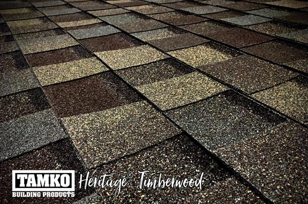 TAMKO's Heritage® laminated asphalt shingles in the new Timberwood color offering available in the Northeastern United States.