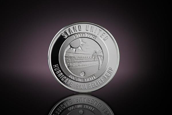 Obverse side of Florida Strong Silver Round, featuring a Miami beach with the sun beating down. Designed and minted by Republic Metals Corporation. 