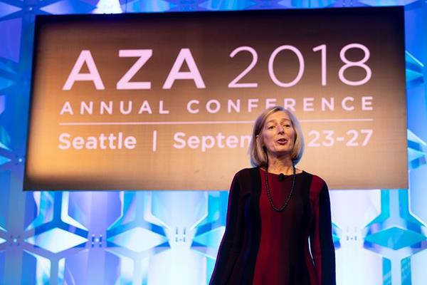 Shedd Aquarium's Peggy Sloan speaks at AZA's September conference in Seattle, Washington.

