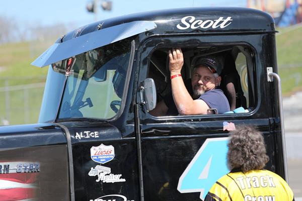 “Scott Treadway relaxes in his #4 truck prior to the Bandit race at Motor Mile Speedway on Saturday, April 21st."