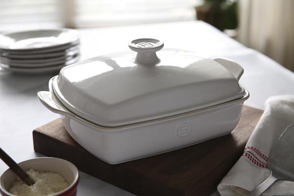 This new casserole can be placed into a preheated oven and is oven safe to 500°F. Like all Emile Henry products, the Emile Henry casserole is made of all-natural materials and is backed by a ten-year warranty, which is not offered by any other ceramic manufacturers.