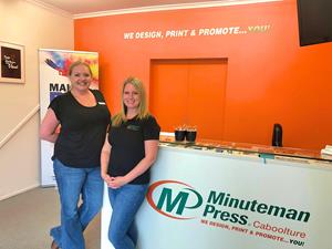 Minuteman Press franchise, Caboolture Australia - L-R: Renee, graphic designer; and Gill Kennedy, owner.