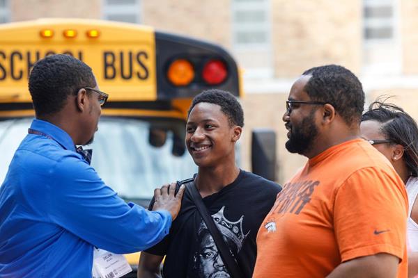 A Milwaukee-area high school student arrives at Concordia University Wisconsin for last summer's African American Male Initiative Summer Institute.
