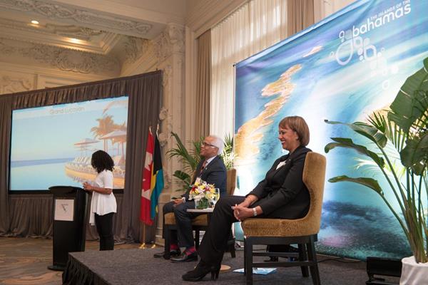 During an oversubscribed media luncheon in Toronto, Canada, Minister of Tourism and Aviation, Hon. Dionisio D’Aguilar and Director General Joy Jibrilu presented attendees with a detailed overview of what is new, updated and upcoming throughout The Islands of The Bahamas. 

