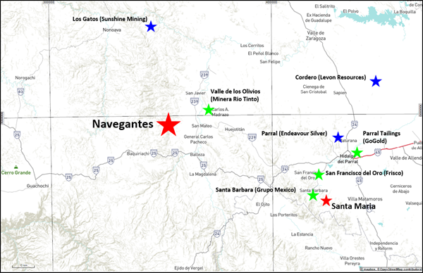 Navegantes Nearby Major Mines and Development Projects