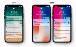 The display of notifications changes from iOS 11 to iOS 12 
