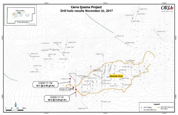 Quemita Zone Drill Holes November 2017