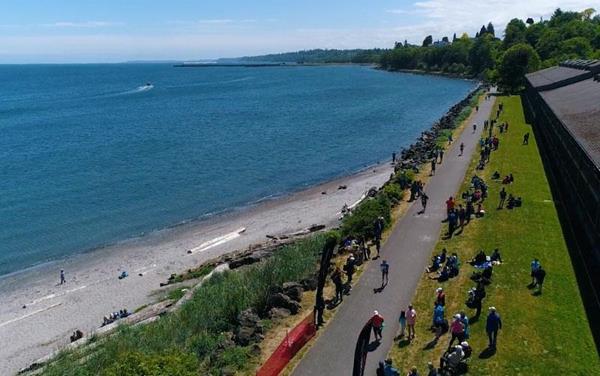 The North Olympic Discovery Marathon Finishes Along Port Angeles, Washington's Hollywood Beach on the Strait of Juan de Fuca