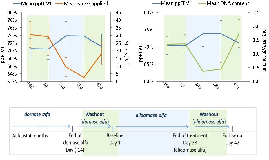 Improvement in ppFEV1 correlates with reduction in DNA content and viscoelasticity of CF patients sputa following treatment with alidornase alfa