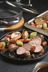 Pan-Roasted Pork Tenderloin with Roasted Vegetables and Apples