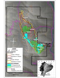 Map of Orquideas with Geochemical Anomaly Summary and 2019 Drill Plan